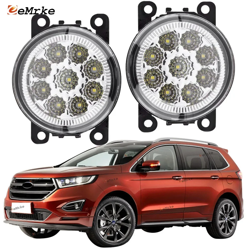 EEMRKE 2 PCS LED Driving Daytime Running Light for Ford Edge / Edge Sport 2015 2016 2017 2018 9 Led Fog Lights Assembly DRL H11