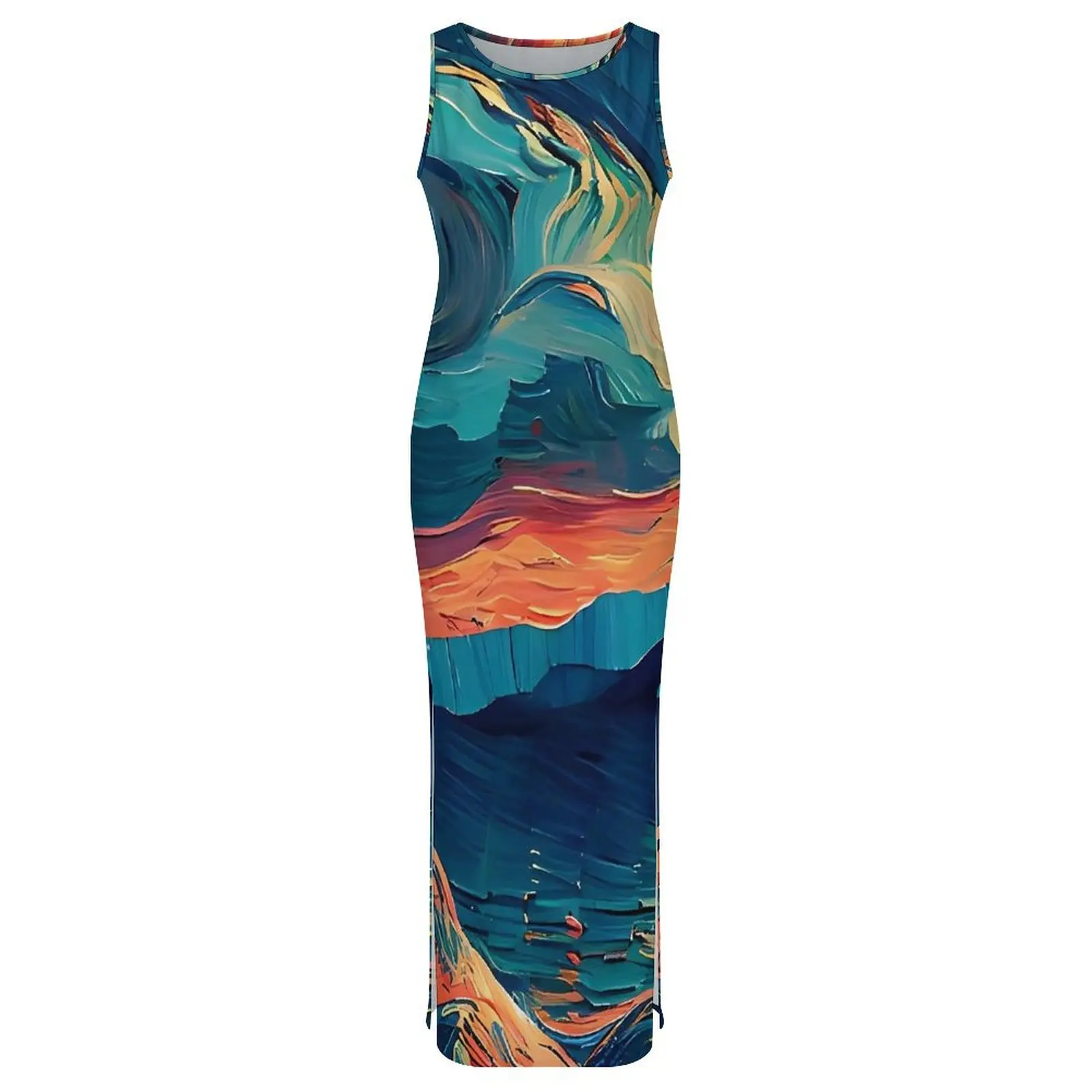 Ladies Bodycon Dress Vintage Illustrations Inspired by Van Gogh Maxi Dresses Holiday  Sleeveless Streetwear Custom Dress 3XL 4XL