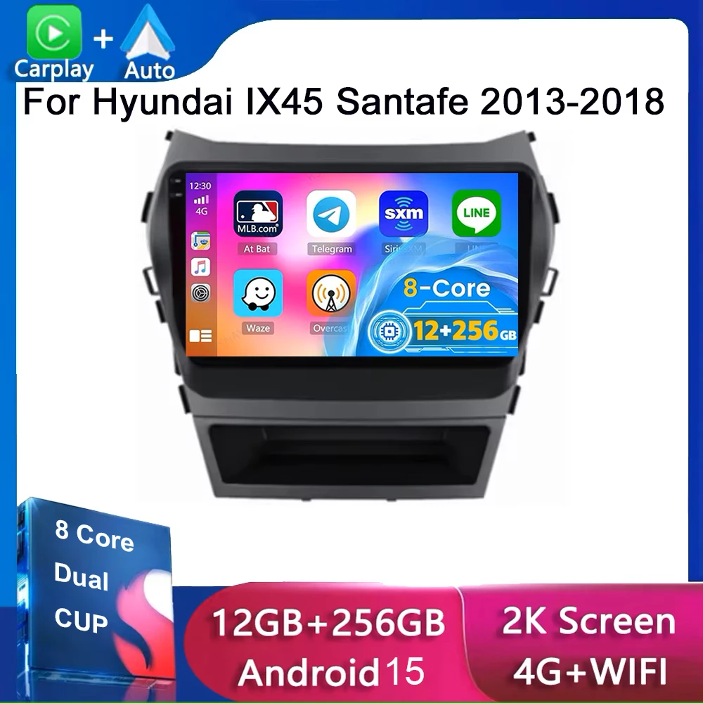 Android 14 Car Radio For Hyundai IX45 Santafe 2013 2014 2015 2016 2017 2018 Multimedia Player GPS Navigation 2 Din 4G WIFI DVD