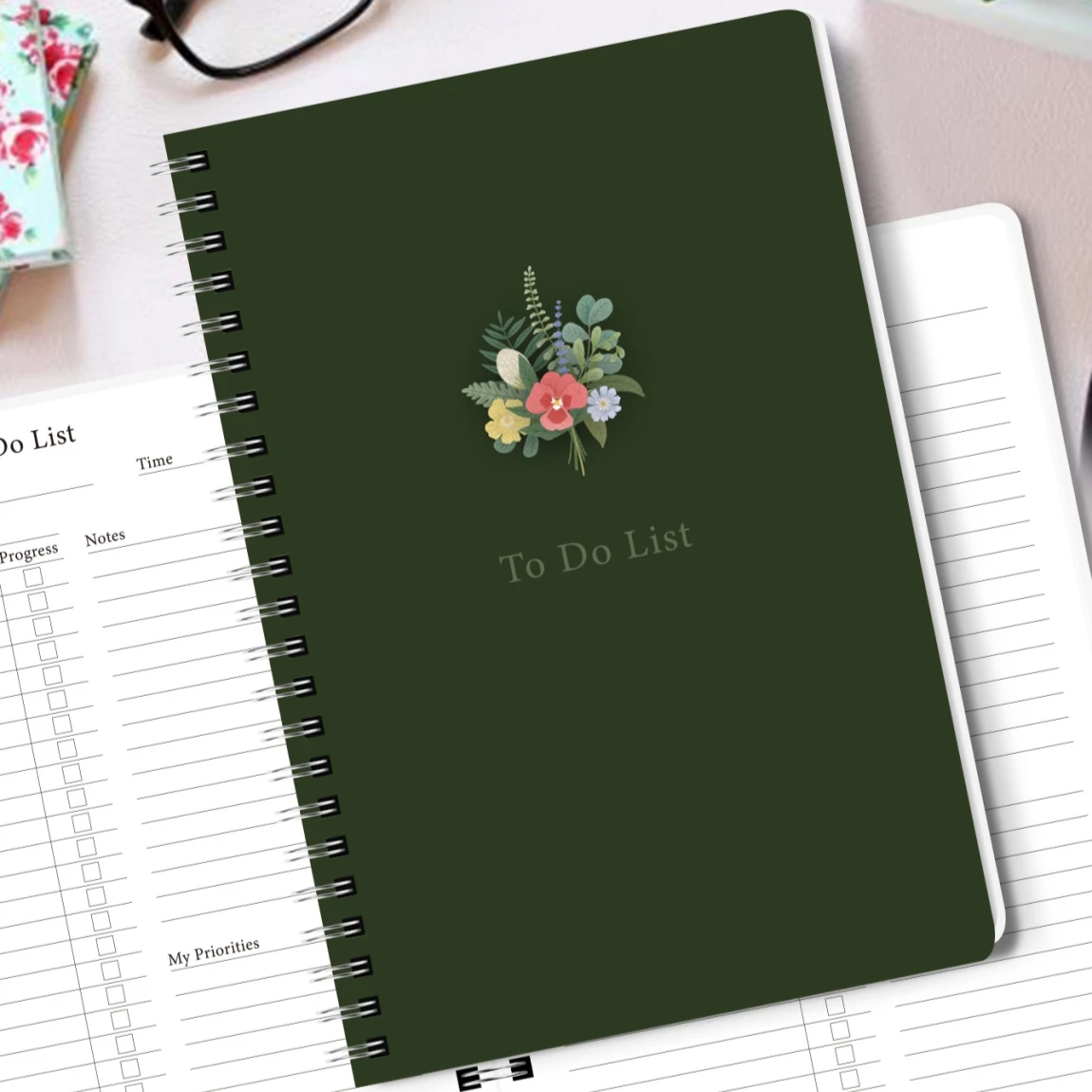 A5 Spiral Notebook Flower Diary Dotted Paper Fine Decoration Planning Book Diary 52sheets Stationery Gifts