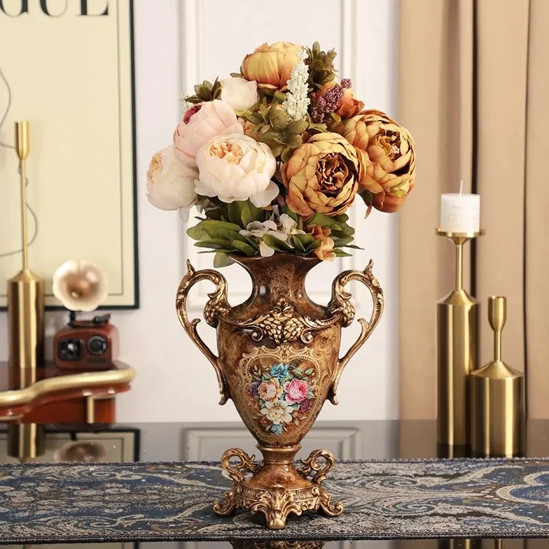 

30cm Resin Vase Stereoscopic Dried Fowers Arrangement Wobble Plate Living Room Entrance Ornaments Home Decorations