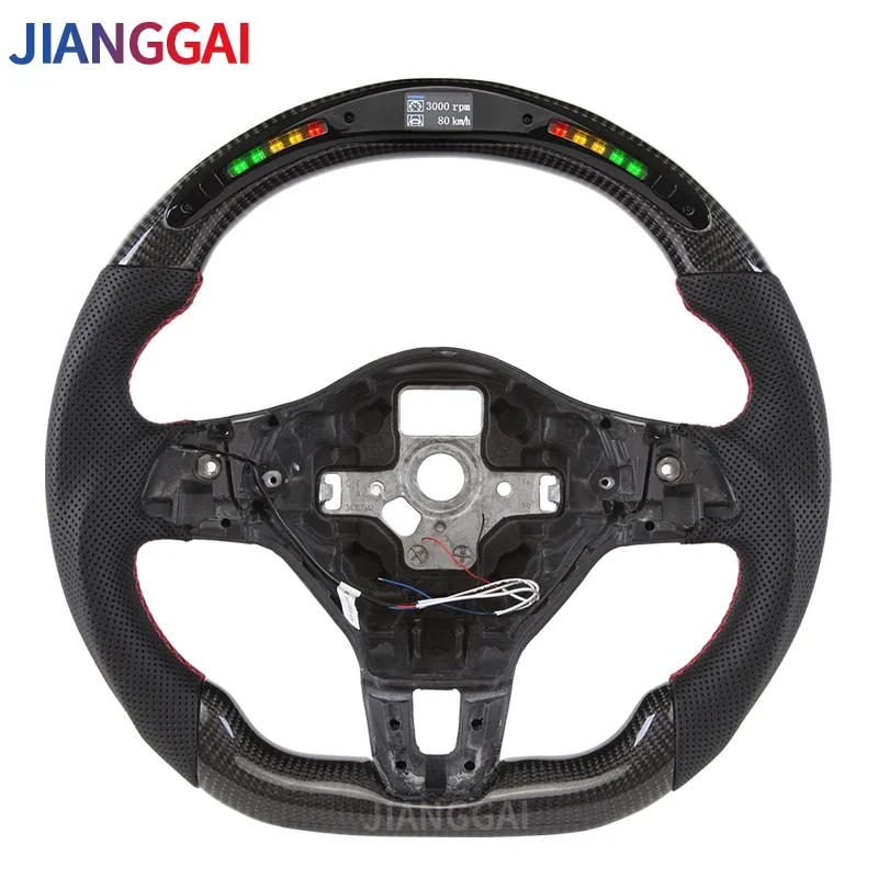 

For Volkswagen VW GTI MK6 Golf 6 2009-2013 Polo Tiguan Passat R-Line Carbon Fiber Steering Wheel LED Shift Sport Racing Wheel