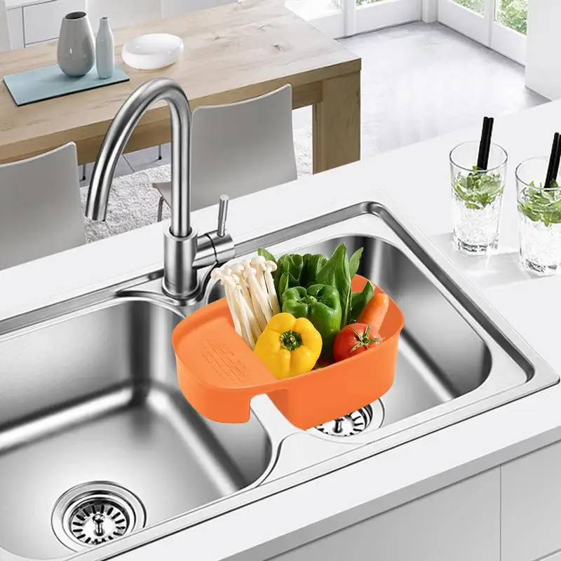 Waschbecken-Lebensmittelfänger, Korb über der Spüle, Wäscheständer, Waschbecken-Lebensmittelfänger, multifunktionales Waschbecken-Sieb, Sieb, Lebensmittelabfallfänger