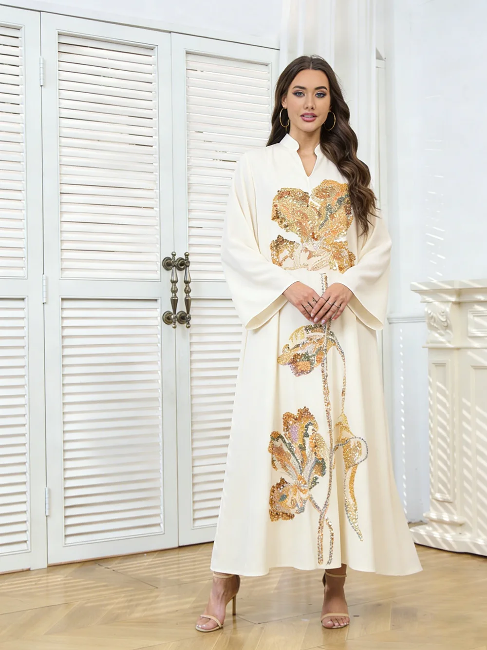 

Роскошное модное женское платье-кафтан с вышивкой и бисером, весна 2026, для Рамадана, Саудовская Аравия, Ближний Восток