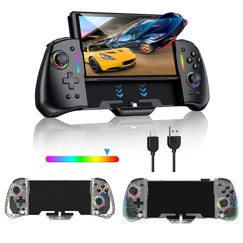 No Deadzone Enhanced Controller For Switch/Switch OLED, Adjustable LED Light, Ergonomic Design, 6-Axis Gyro