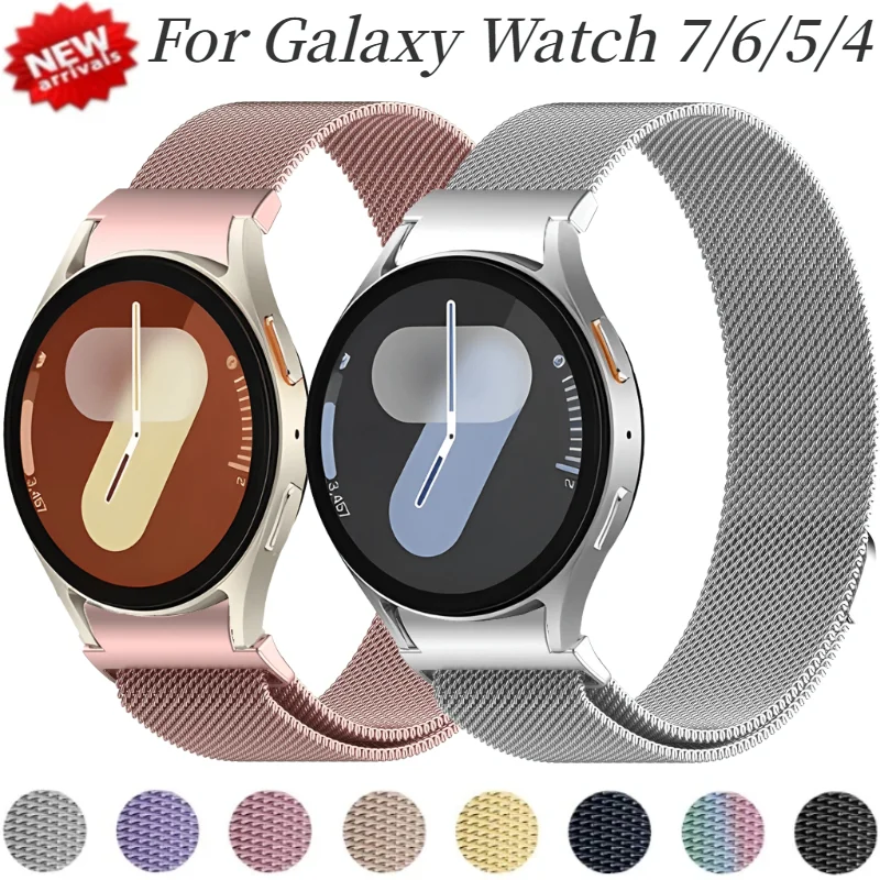 Official No Gap Interface Strap For Samsung Galaxy Watch 7 6 5 4 44mm 40mm Metal  Magnetic Loop Watch 6-4 Classic 47mm 46mm Band