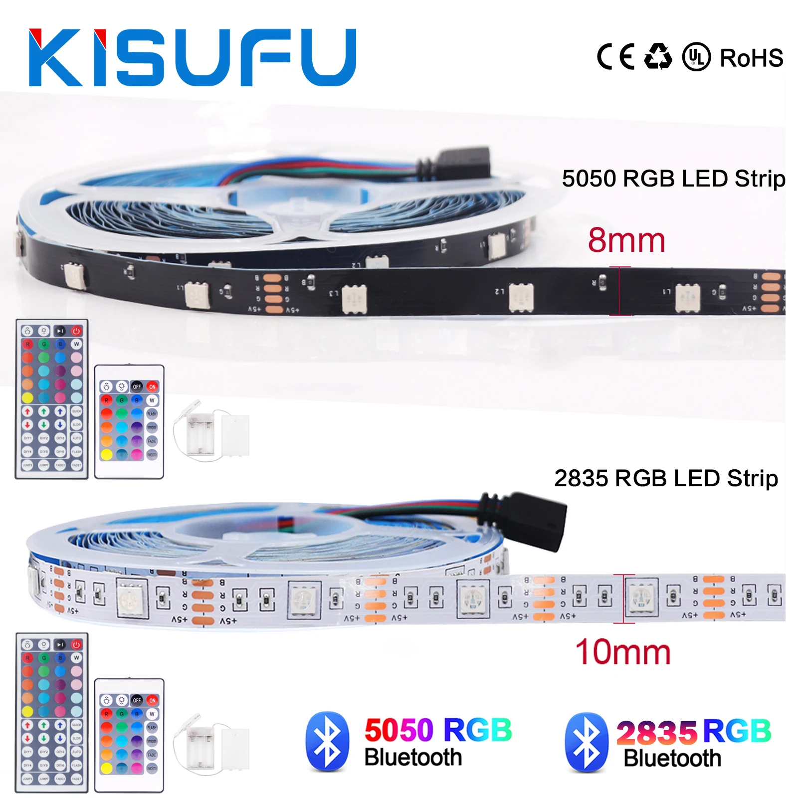 5V Smart RGB LED Streifen Licht Batterie Power 5050/2835 Bluetooth App Steuerung mit 17/24/44Key Remote Kit IP21/IP65 Flexible Band