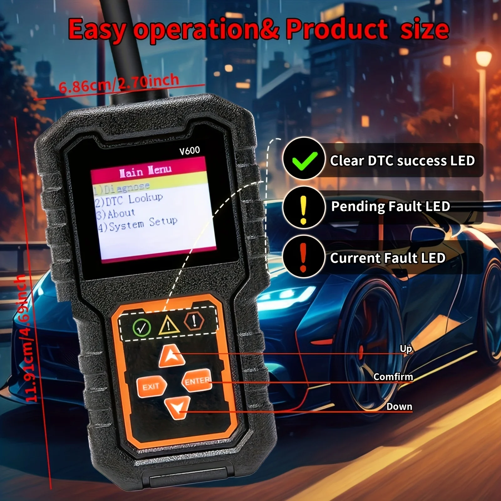 2025 Latest Obd2 Scanner Code Reader Car Engine Fault Scanner Can Diagnostic Scan Tool, Reads and Clears Error Codes for All Obdii/Eobd Protocol Vehicles Manufactured after 1996, No Battery Required