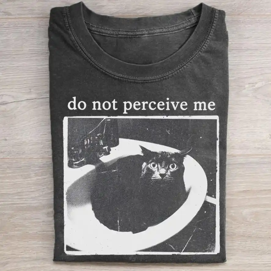 Do Not Perceive Me Shirt, Funny Cat Meme T-Shirt, Introvert Gift, Black Cat Graphic Tee, Retro Aesthetic Shirt