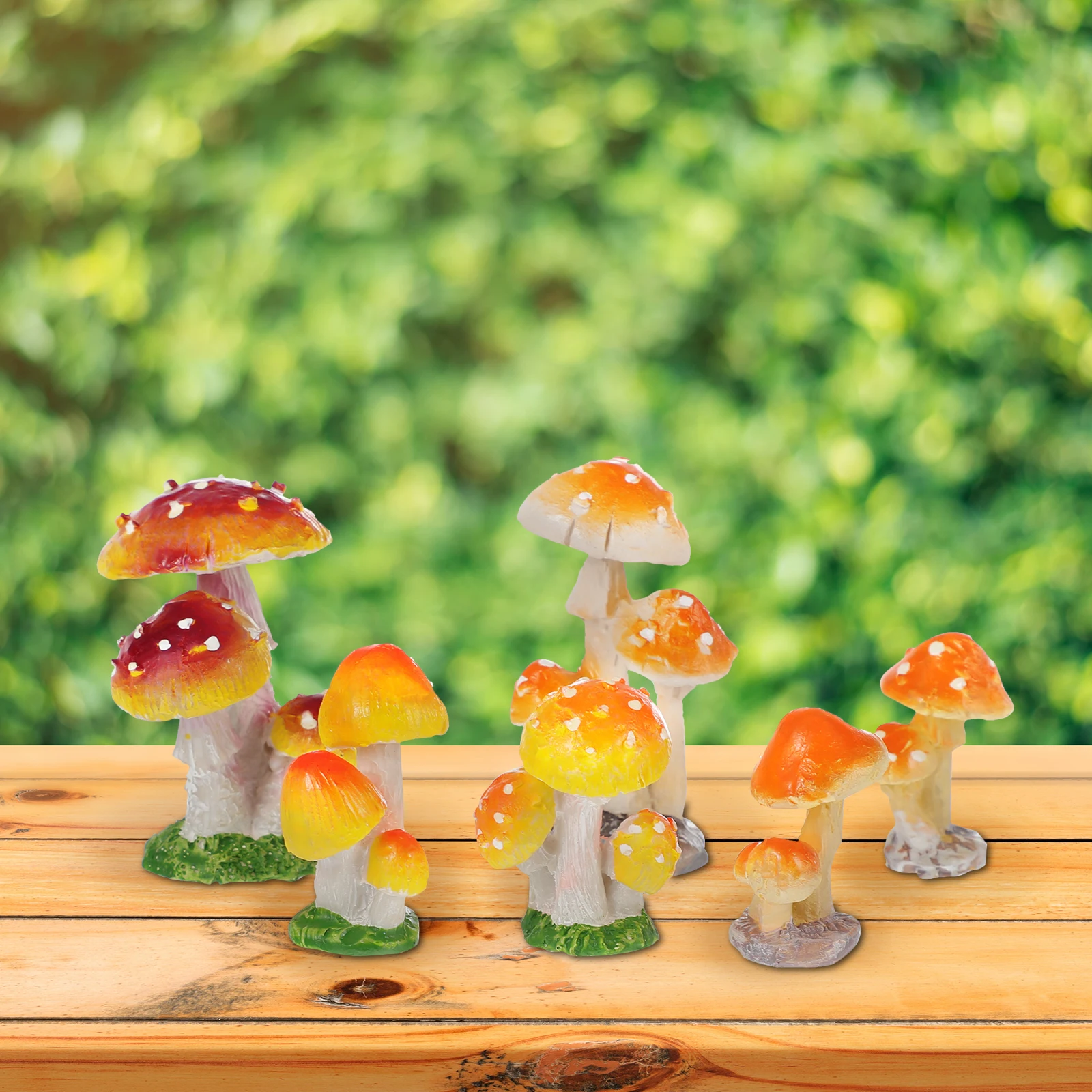 

6pcs Mini Mushroom Bonsai Resin Craft Fairy Garden Decoration Table Ornament Home Desk Decor Simulation Mushroom Potted Moss