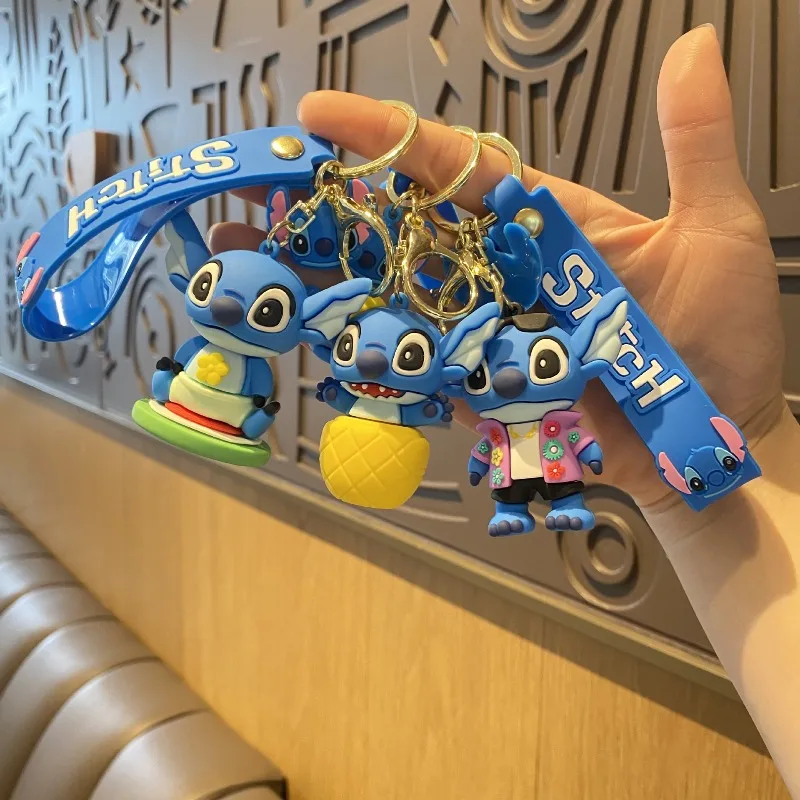 

Kawaii Stitch Toys Keychain Anime Figure Stitch Pendant Keychain Sweet Pink Angel Keychains Car Keyring Children's Birthday Gift