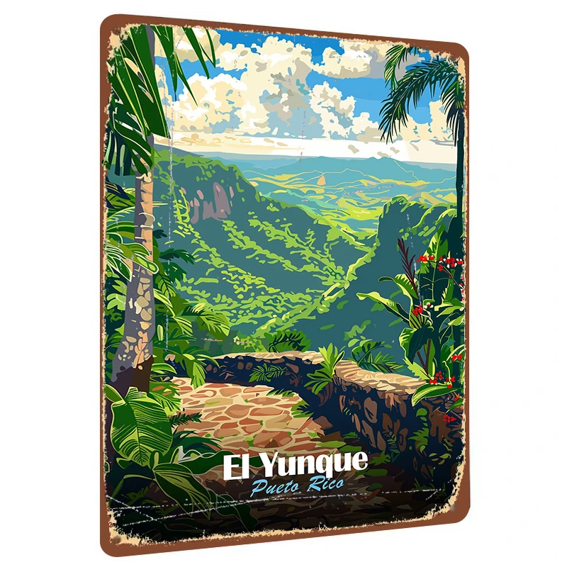 El Yunque Puerto Rico selva Tropical arte de pared de Metal decoración del hogar cartel de paisaje de montaña