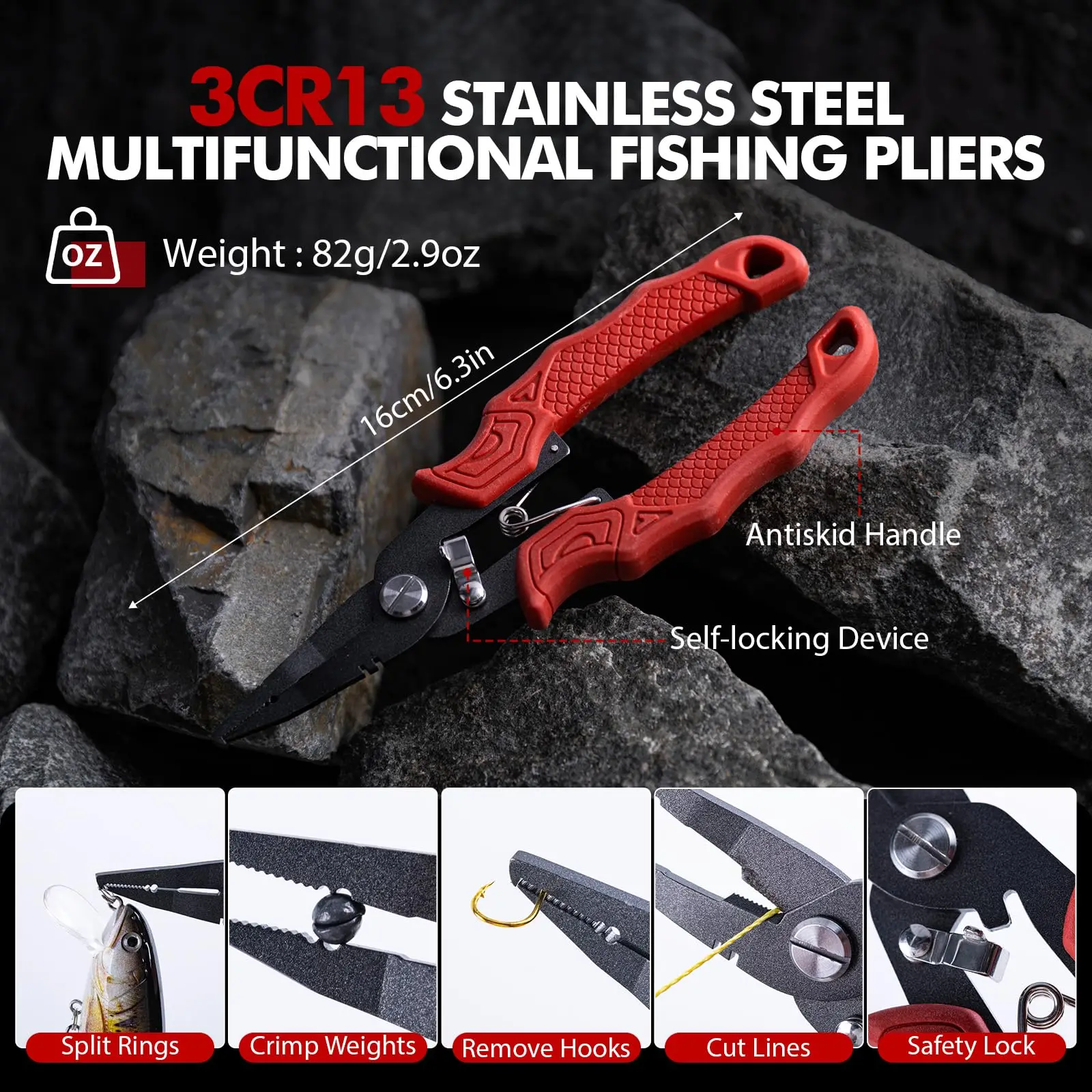 Goture Fishing Accessories Fishing Pliers Fish Lip Gripper,Fish Hook Remover,outdoor Multifunctional Fishing tool