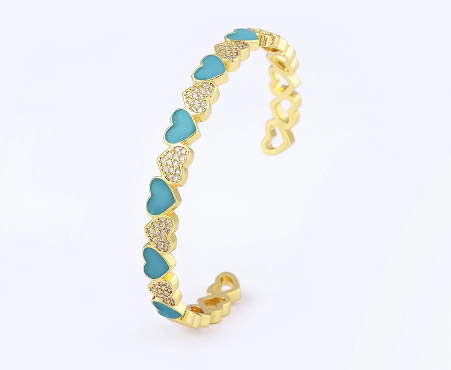 Nidin Trendy 5 Farben Geöffnete Armbänder für Frauen Gold Überzogene Herz Romantische Liebe Schmuck Zubehör Emaille Verstellbare Armband Geschenk – Detail 15
