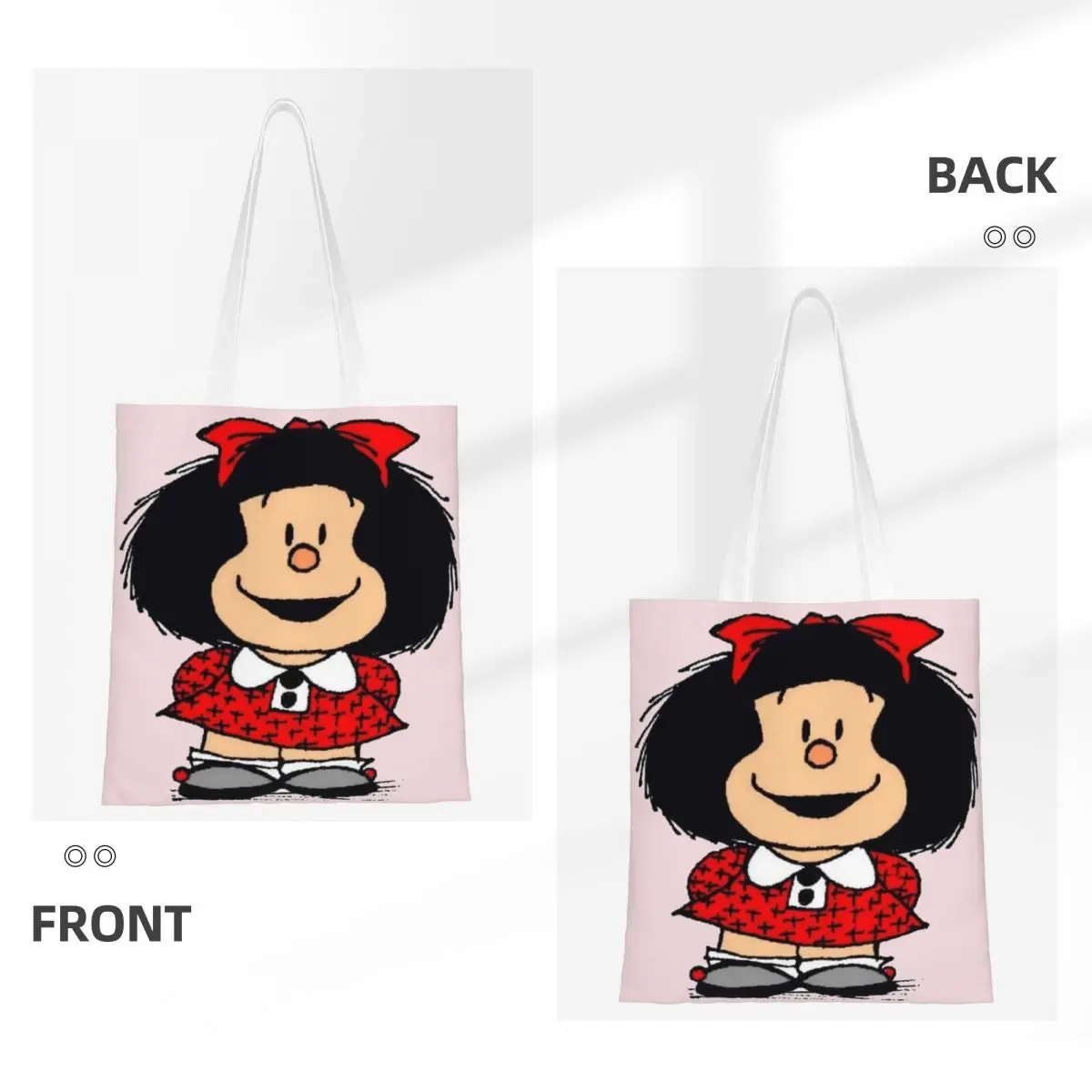 Bolso de mano con estampado de Mafalda Quino para mujer, bolsa de hombro escolar, plegable, bonito