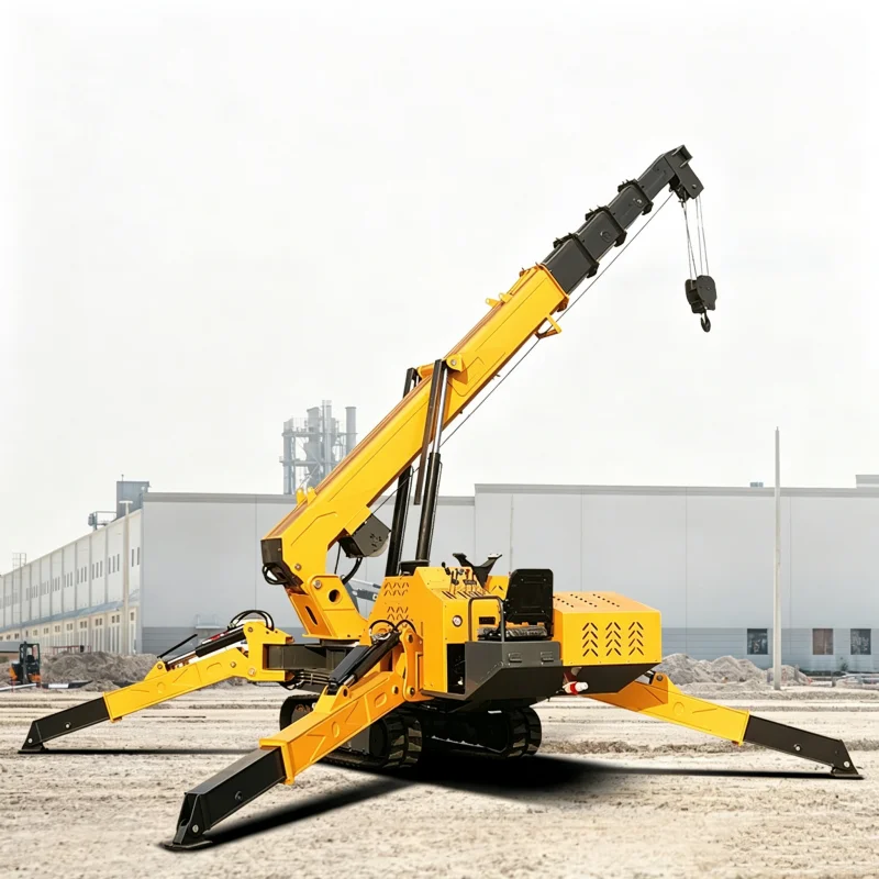High Stability Telescopic spider crane 360 Degree Rotating Tracked 3 ton Spider Crane For Indoor Construction Narrow