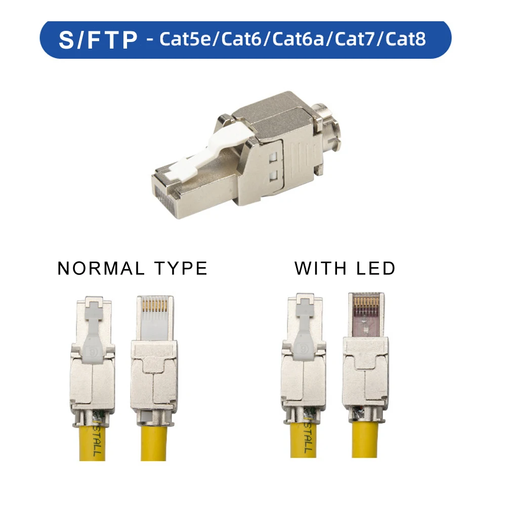 RJ45 Tool-Less S/FTP Shielded Keystone Jack Module, Self-Locking, CAT8 Cat7 CAT6A CAT6 CAT5E Zinc Alloy LAN Computer Adapter DIY