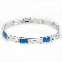 JLB-004  Simple Blue Opal  Bracelets For Men & Women Elegant EU Style Classic Pattern  Chain Bracelet For Party Gift