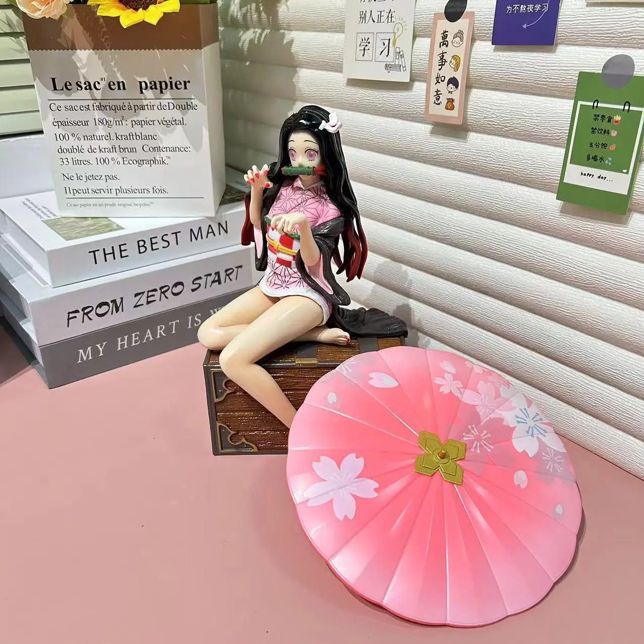 30 cm Anime Dämon Slayer Nette Regenschirm Sitzhaltung Kamado Nezuko Figur Pvc Modell Statue Schreibtisch Ornamente Sammlung Spielzeug Geschenk