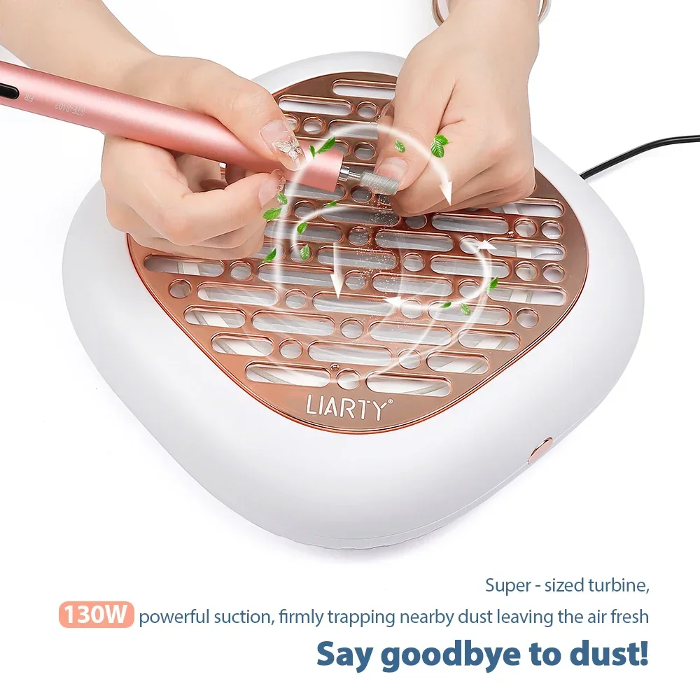 130W Super Suction Brushless Nail Dust Collector Manicure Vacuum Extractor With 2 Replacement Filters