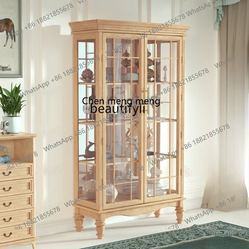

American 2 doors 3 doors log wine cabinet living room large capacity glass display dining room locker