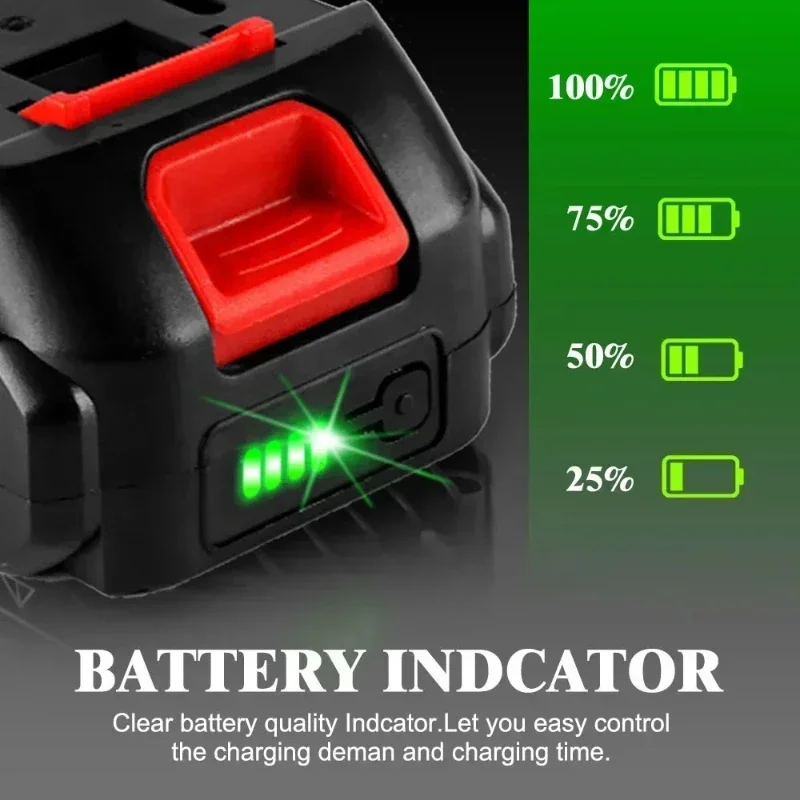 Batterie lithium-ion aste de grande capacité avec indicateur LED, scie électrique Makita, outils électriques à chocs, 21V, 18V, 20V