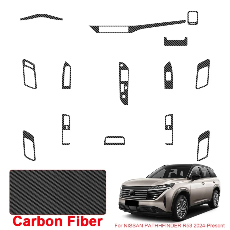 

Car Carbon Black Interior Sticker Lifting Window Panel Decal For Nissan Pathfinder Z53 2024-Present Gear Door Protective Film