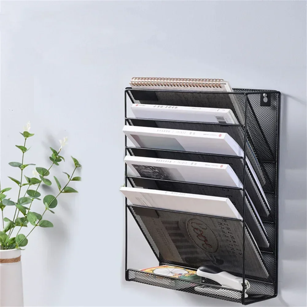 Hanging Metal Rack Five Layer Multifunctional Storage Holder Mail Magazine Office Paper Document Letter Paper Storage Tray