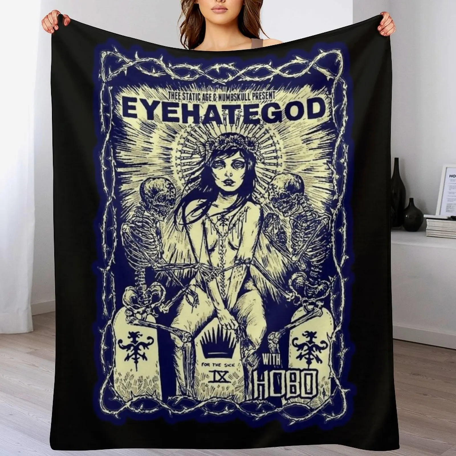 

prety lady on grave Throw Blanket