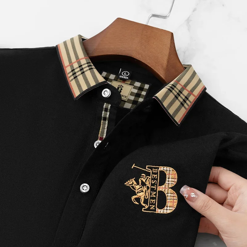 Camiseta Polo de Lujo para Hombre, Nueva Colección 2025, Manga Corta, Verano, Diseño de Alta Calidad, Marca de Boutique, Bordada, Estilo Casual de Negocios