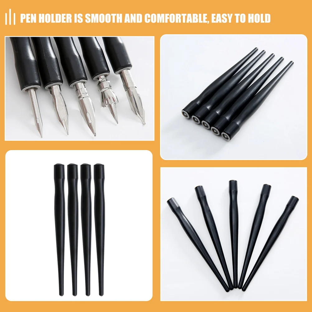 

15 Pcs Black Plastic Pen Rod Daily Use Calligraphy Holder Dip Holders Pens Ink Beginners Supply Drawing Penholder