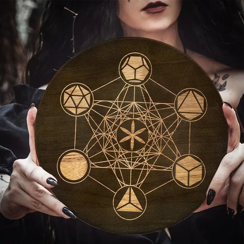 Small Altar Table Wooden Planchette Altar Table Wooden Metatron Cube Wiccan Planchette Witch Supplies Wiccan Decor For Home