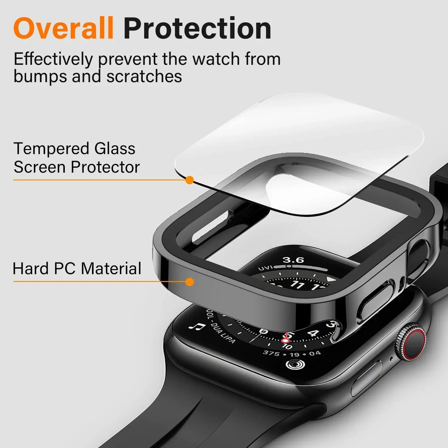 Glass+Cover for Apple Watch Case 45mm 41mm 44mm 40mm accessories Tempered Screen Protector iWatch series 7 8 9 SE 6 5 4