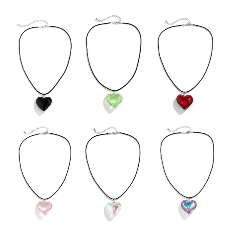 European and American Jewelry Simple Love Pendant All-match Clavicle Chain Novel Wax Line Cold Wind Necklace for Girl