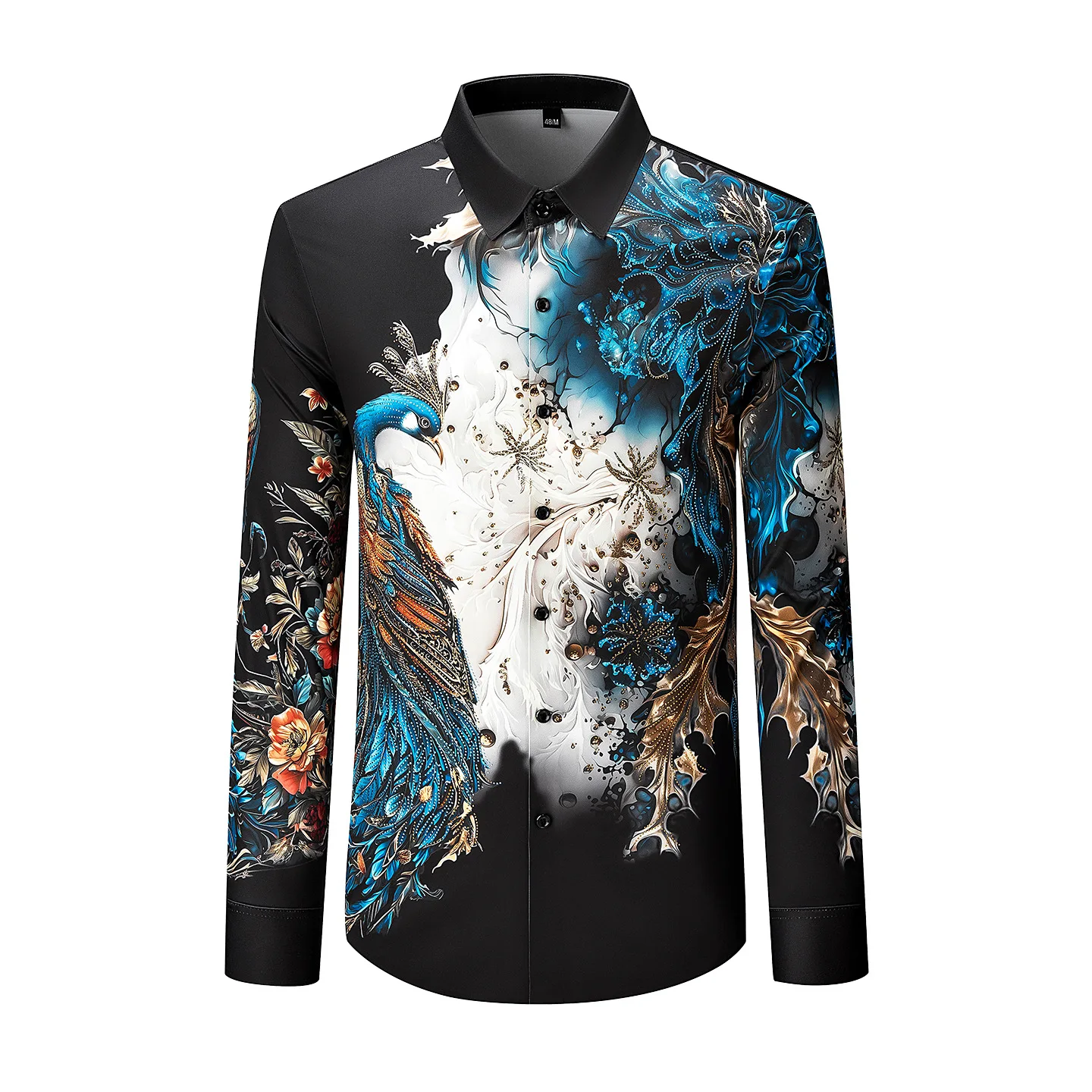 Heavy Duty Rhinestone Long Sleeved Shirt for Men Luxury Casual Business Dress Shirts Stage Celebrity Banquet Party Shirt 2025