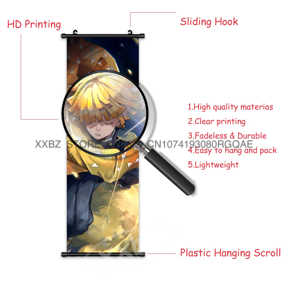 Dämonentöter Scroll Bild Anime Poster Kamado Tanjirou Hängende Malerei Rengoku Kyoujurou Wandkunst Uzui Tengen Home Decor – Detail 6