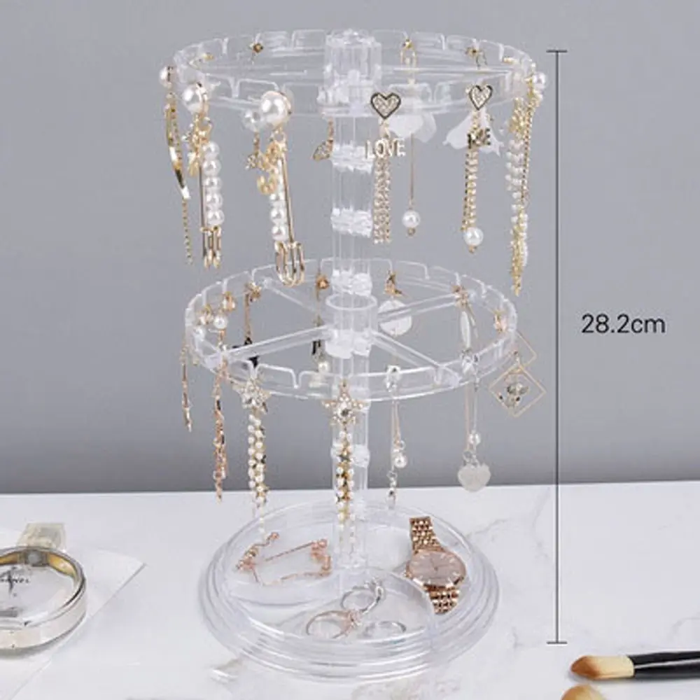 

Display Transparent Double Layer Earrings Rack Korean Show Case Jewelry Organizer Rotating Jewelry Display Jewelry Racks Holder
