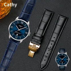 Genuine Leather Watch Strap for Tissot 1853 Duruer T099407 T099408 Soft Comfortable Menwatch Band Accessories 21mm Wristband