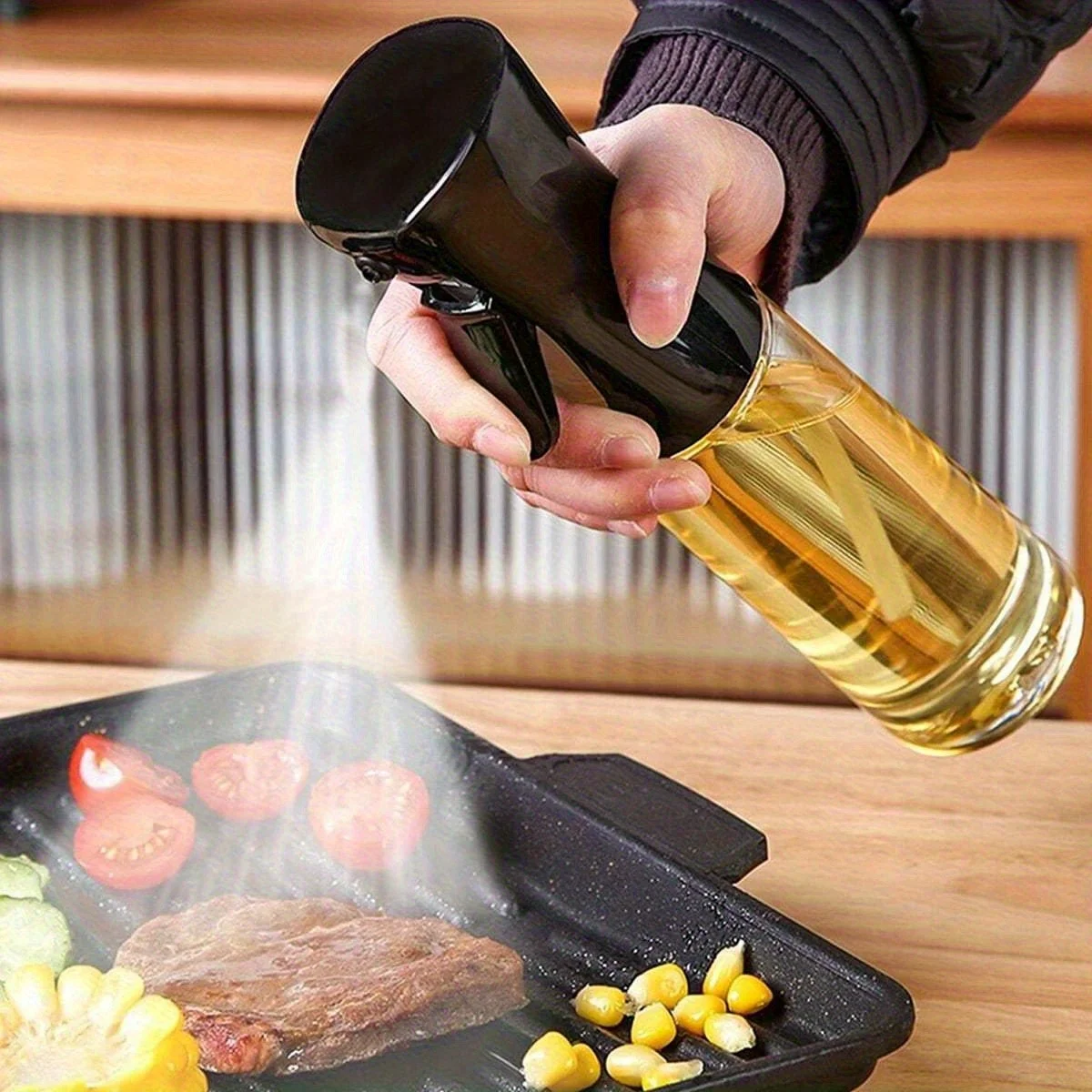 1pc 300ml Air Pressure Oil Sprayer Bottle Kitchen Oil Control Bottle Bbq Olive Oil Sprayer，Clear Oil Spray Bottle