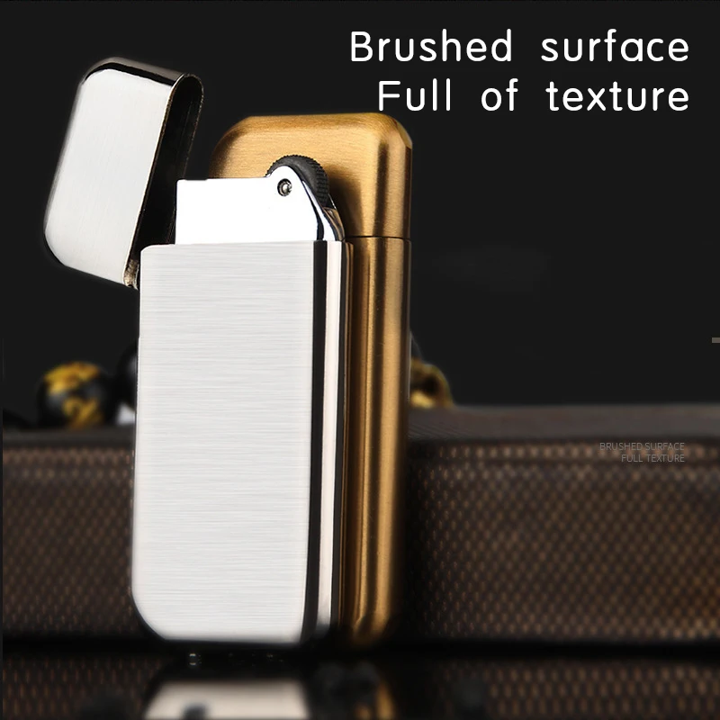 Super discount ultra-thin pearl grinding wheel inflatable butane portable metal light luxury lighter wholesale price