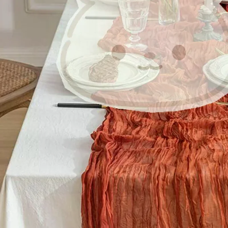 Boho Gauze Table Runner Crinkled Cheesecloth Soft Washable 120inch for Wedding Bridal Shower Party Decor