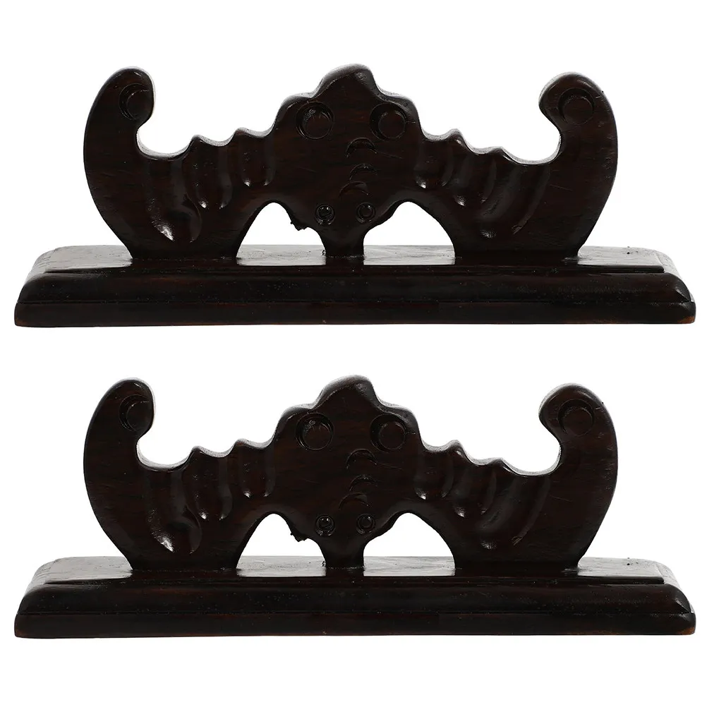 2pcs Wooden Rack Chinese Style Brush Holder Desktop Organizer Calligraphy Pen Stand Ink Pen Container For Home Decor