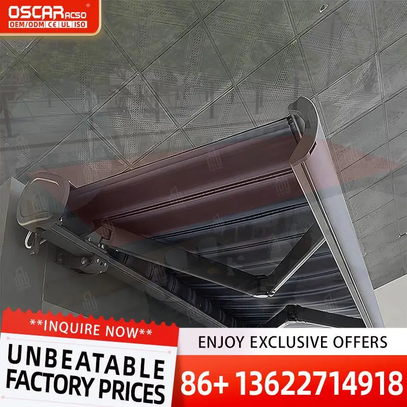 

White Arm Wall Installed Remote Controlled for Balcony Rust Prevention Suitable for Home Garden Patio Retractable Awning