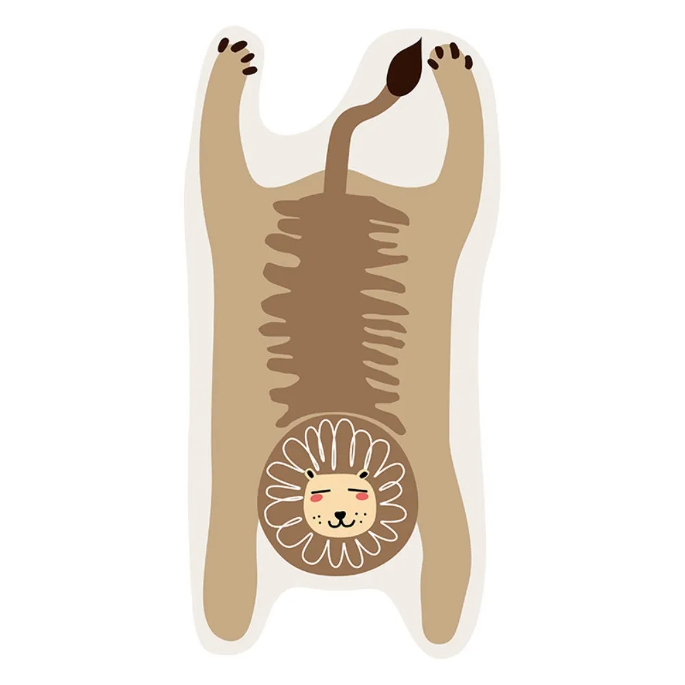 Soft Non-Slip Faux Cashmere Rug Wear Resistant Soft Texture Floor Mat Cartoon Leopard Bath Mat Bedroom Bedside