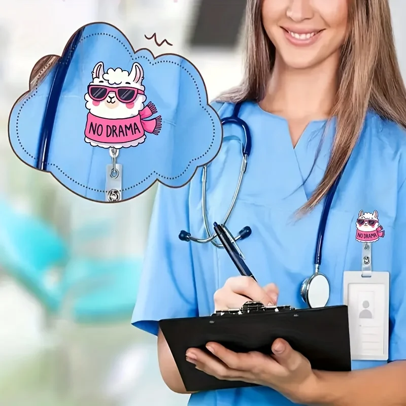 Clip de insignia retráctil de 1 pieza, acrílico 2D con cordón de nailon duradero, adecuado para trabajadores de oficina, enfermeras