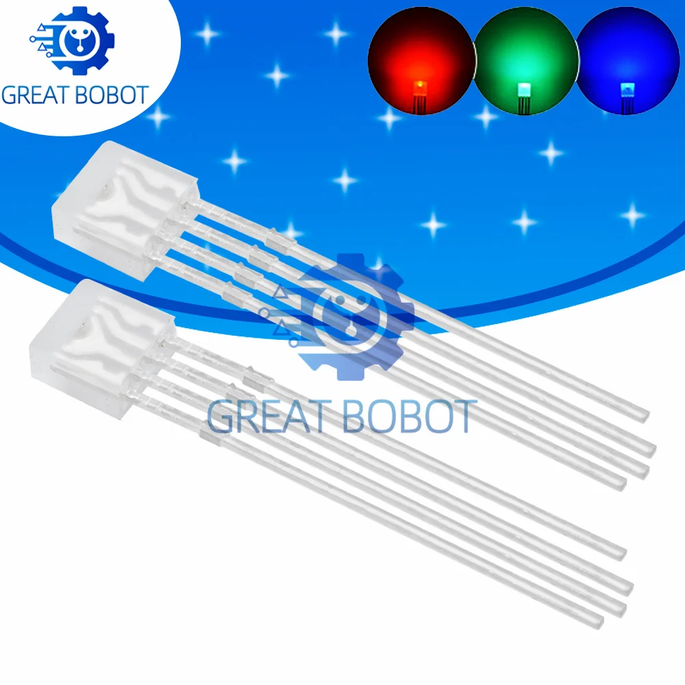 10Pcs 255 RGB LED Diodes, 255mm Rectangular Diffused LED, Common Anode/Cathode