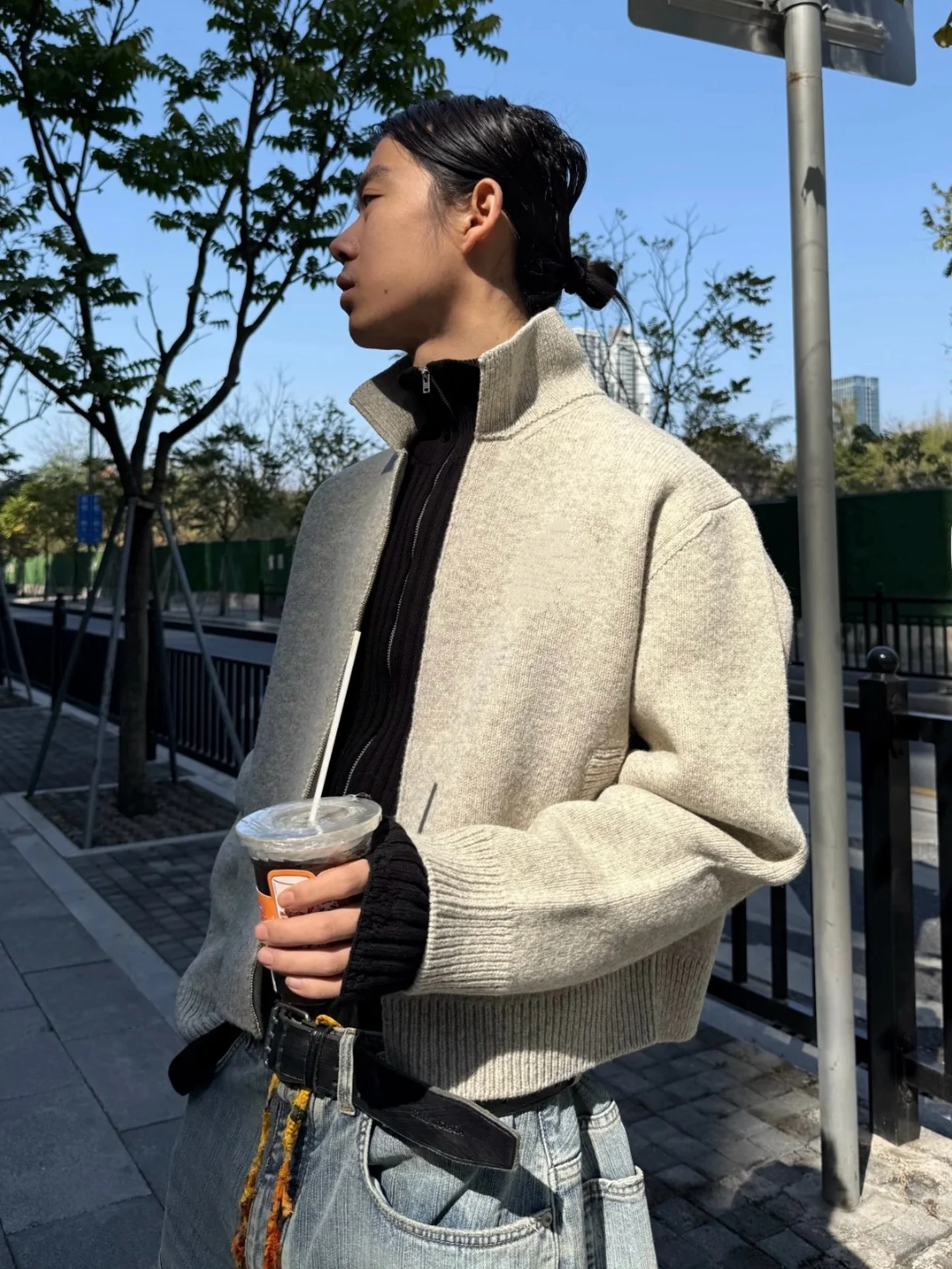00% Wool Zipper Knitted Sweater Jaet Airy ort Wide Collar Loose Fit Luxury Feel Youth Casual Wear Daily Commute