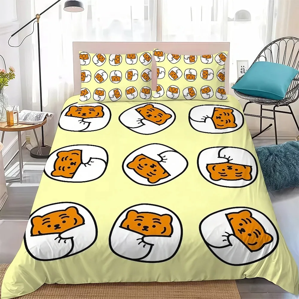 かわいいm-muzik-s-t-tiger布団カバーと枕カバー、ホーム寝具セット、ティーンと大人の寝室の装飾、男の子、女の子へのギフト。