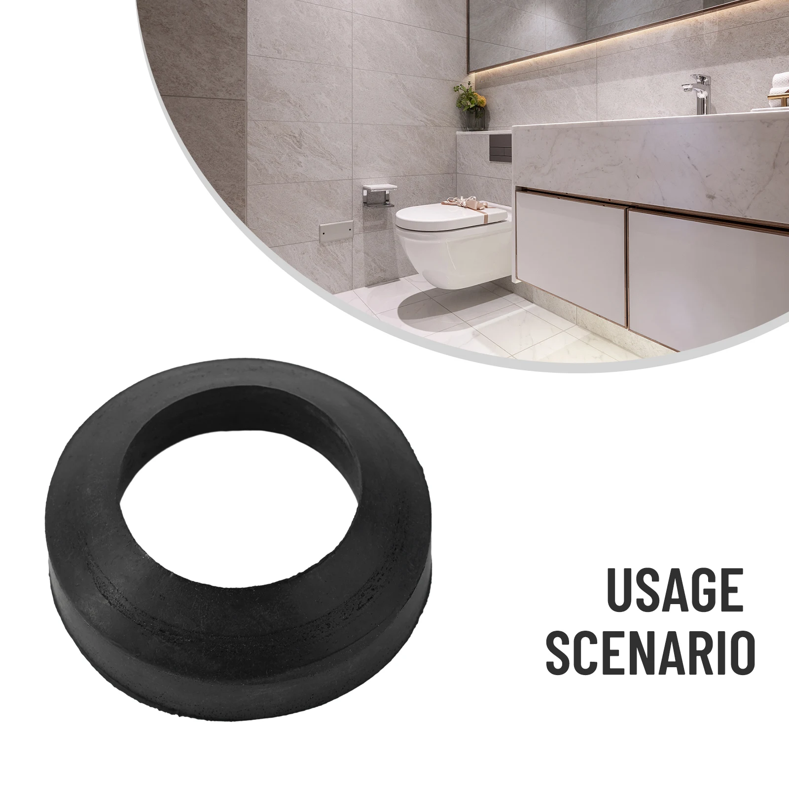 Junta de inodoro, anillo de sellado de inodoro, sello de cisterna negro, arandela de donut cónica en forma de cono, 1 Uds. De repuesto