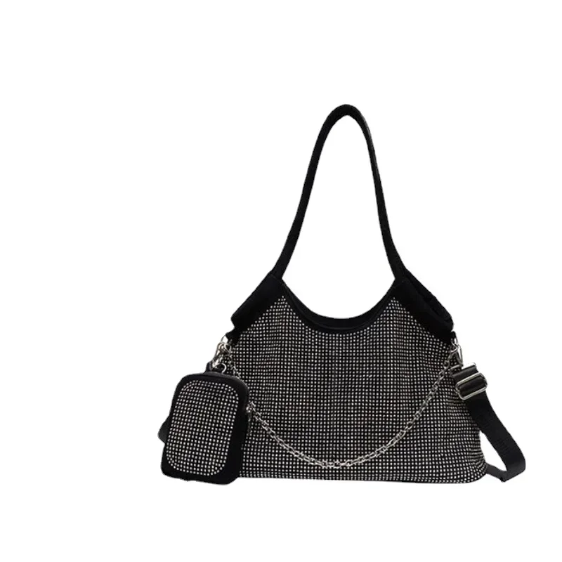 2024 New Shiny Diamond Women's Handbag Fashion Meal Bag Underarm Shoulder Bag Women's Party Commuter Bag